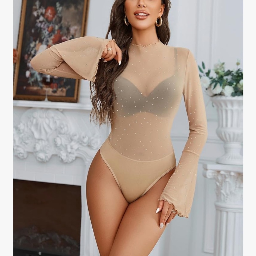 Mesh Rhinestone Bodysuit - Picture 2 of 4